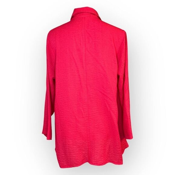 YUSHI Button Front Lagenlook Art to Wear Artsy Top Crinkle Metallic Shimmer Sz M - Picture 3 of 8